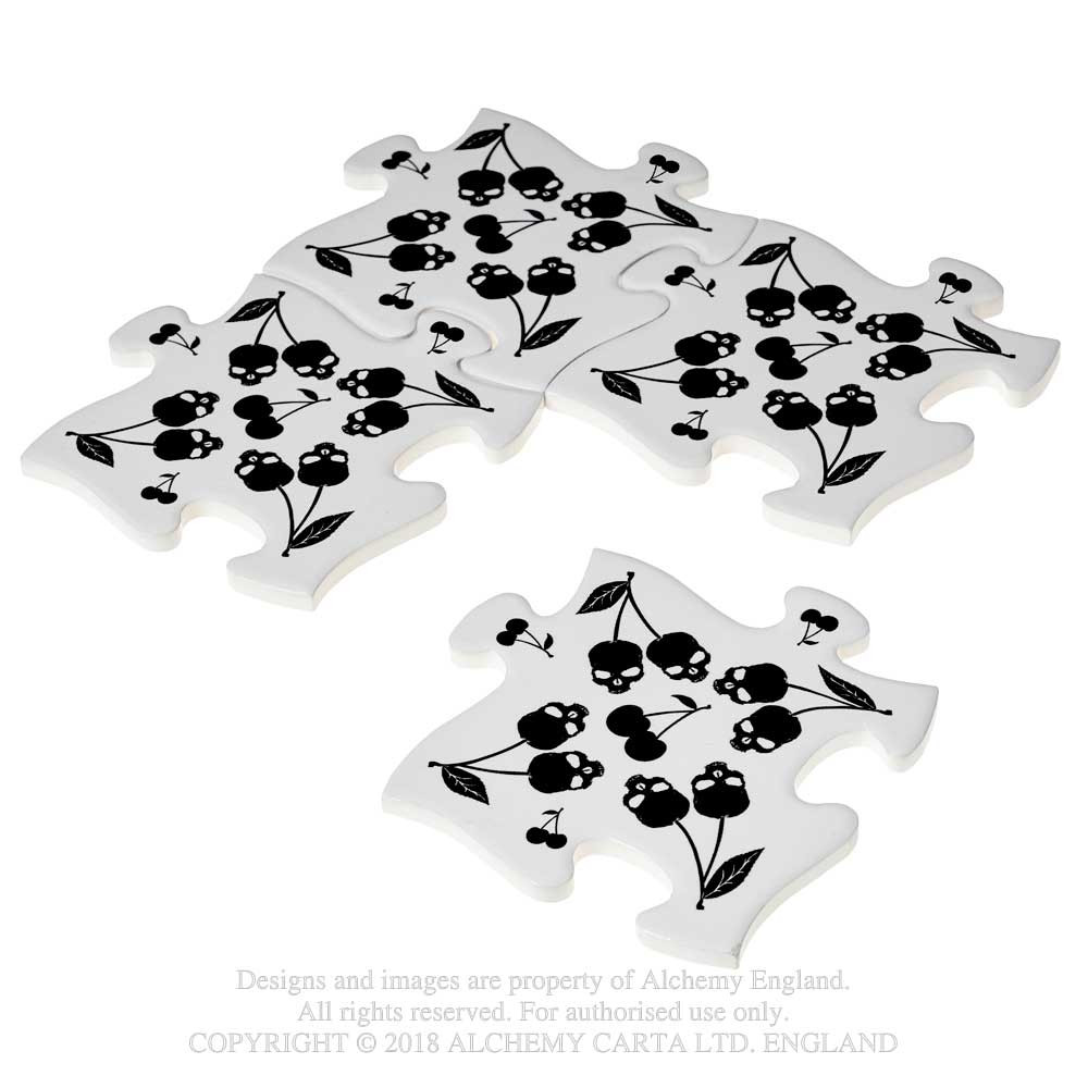 Alchemy - Dead Cherry Puzzle Onderzetter - Set van 4 - Wit
